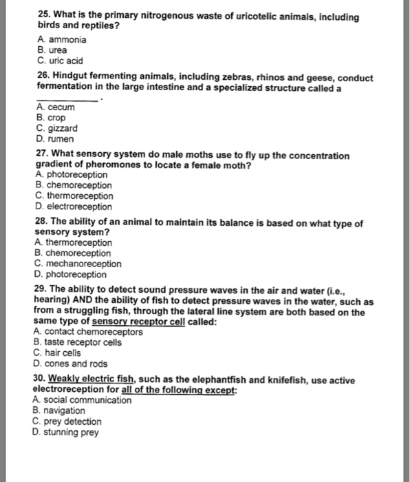 Solved 25. What is the primary nitrogenous waste of | Chegg.com