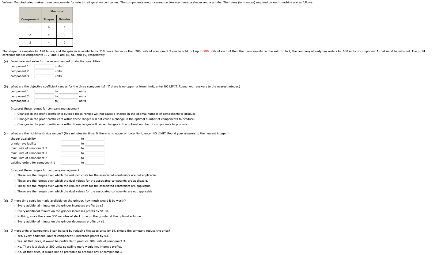 Solved (b) What are the objective coefficient ranges for the | Chegg.com