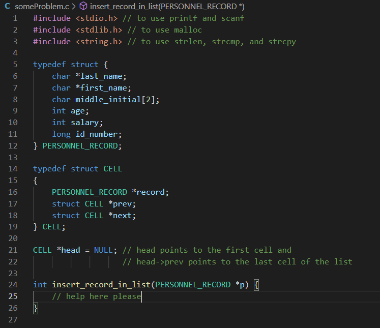 Solved C Programming Language: How to complete this doubly | Chegg.com