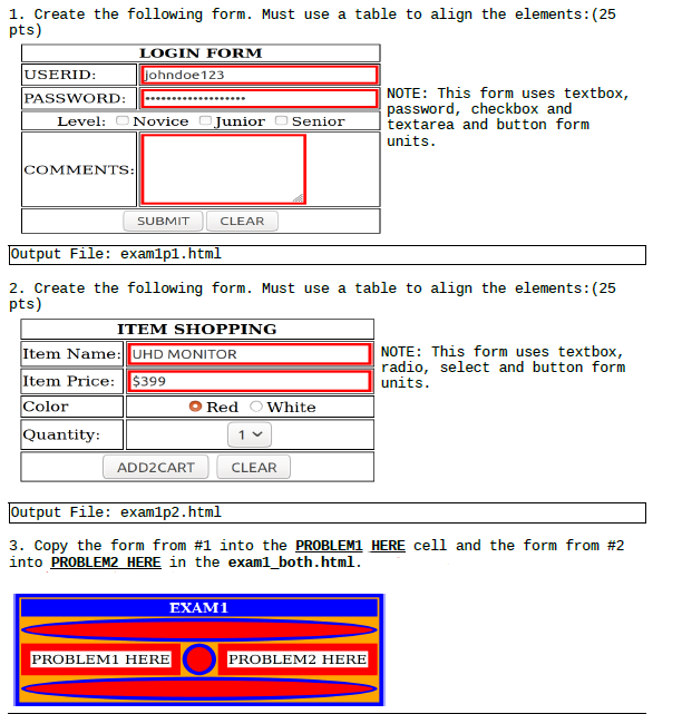 Solved 1. Create the following form. Must use a table to | Chegg.com