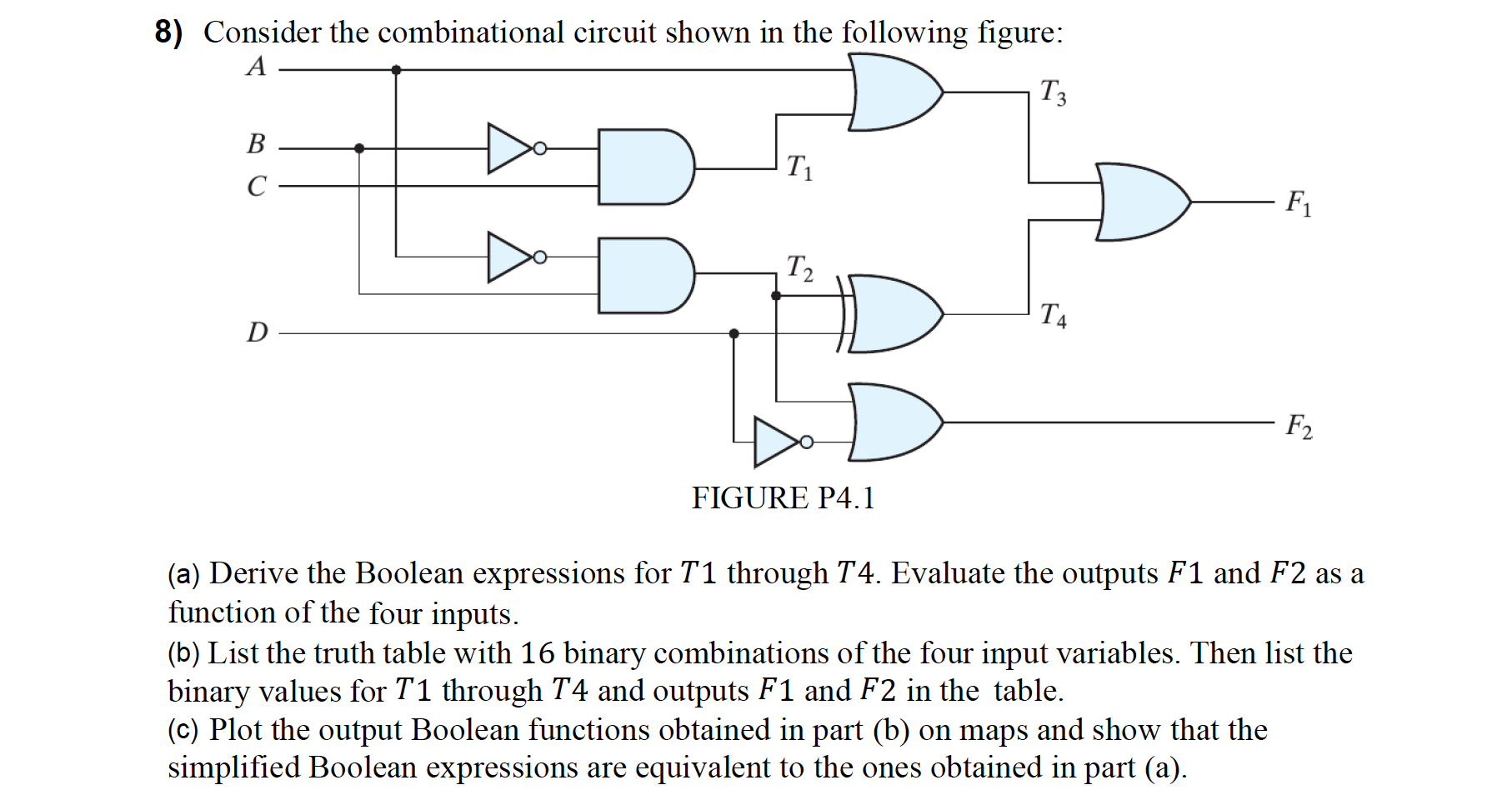 Solved 8) Consider the combinational circuit shown in the | Chegg.com