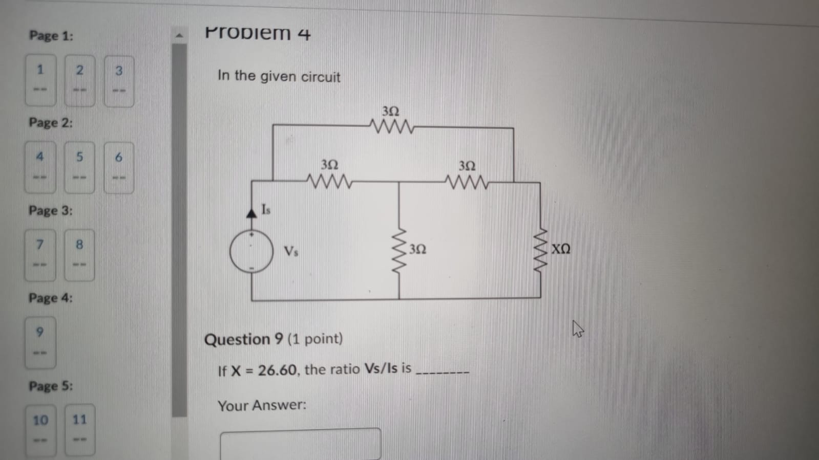 Solved In The Given Circuit Question 9 (1 Point) If X=26.60, | Chegg.com