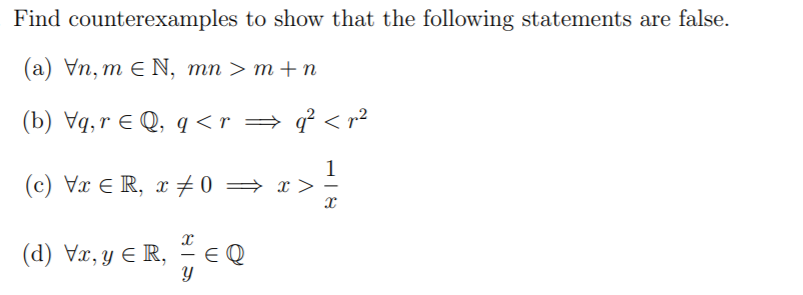 Solved Find Counterexamples To Show That The Following | Chegg.com