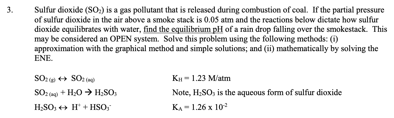 Solved Sulfur dioxide (SO2) is a gas pollutant that is | Chegg.com