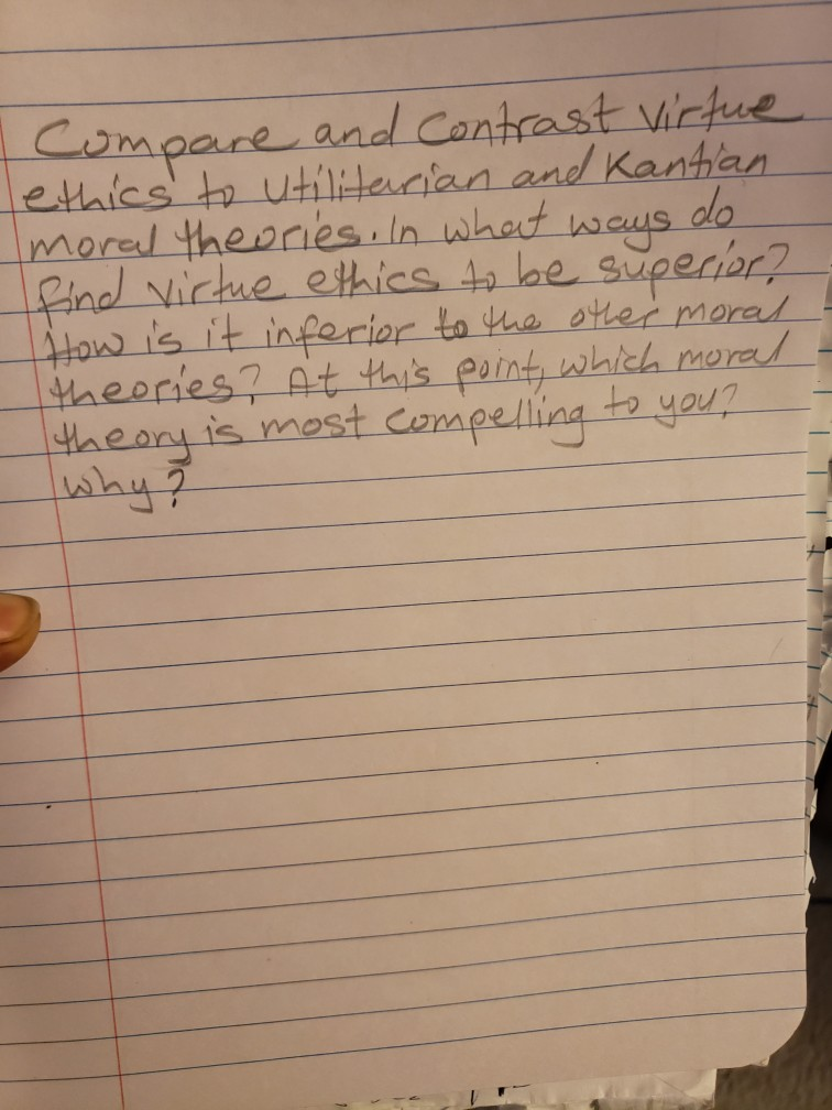 Solved compare and contrast virtue ethics to utilitarian and | Chegg.com