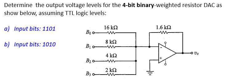 Solved Determine The Output Voltage Levels For The 4-bit | Chegg.com