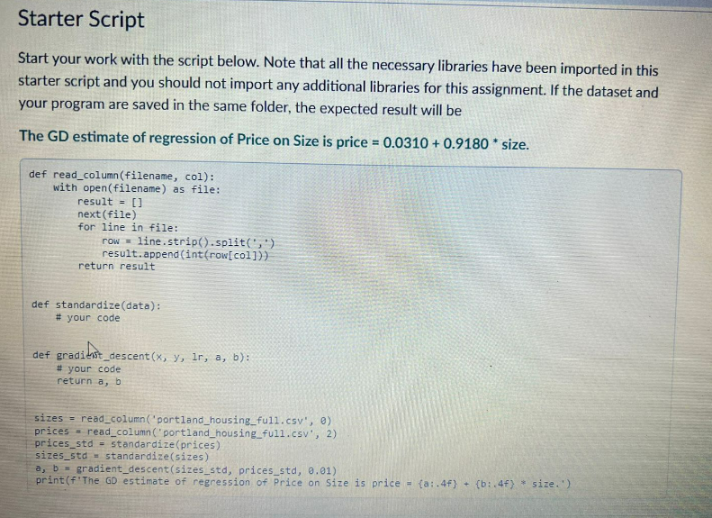 Solved Summarized from the lecture, the Gradient Descent | Chegg.com