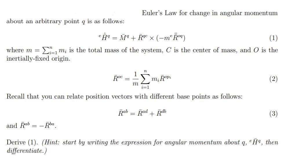 Euler S Law For Change In Angular Momentum About A Chegg Com