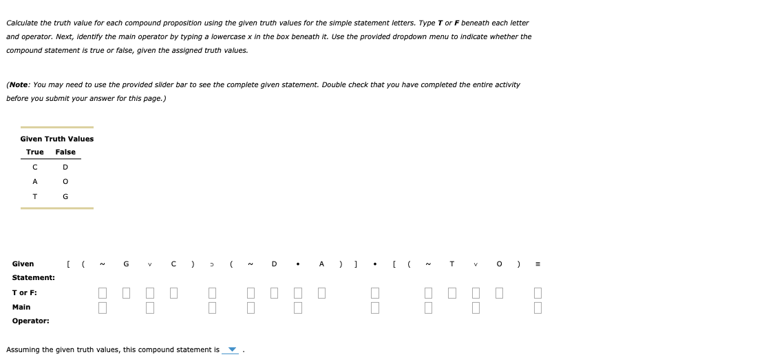 Calculate the truth value for each compound | Chegg.com