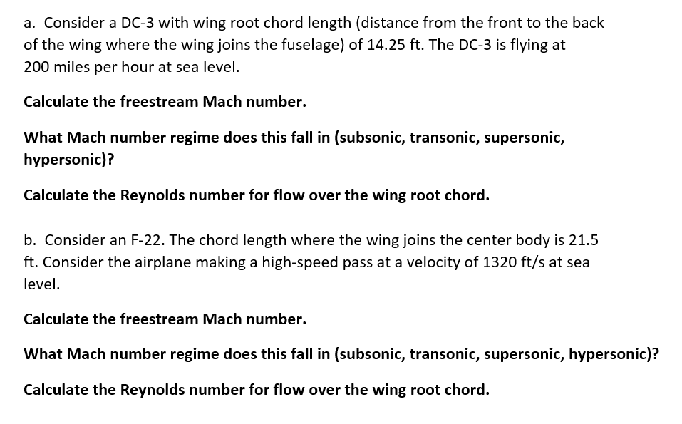 Solved a. Consider a DC-3 with wing root chord length | Chegg.com