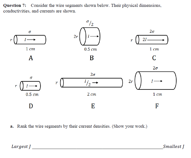 Solved Question 7: Consider the wire segments shown below. | Chegg.com