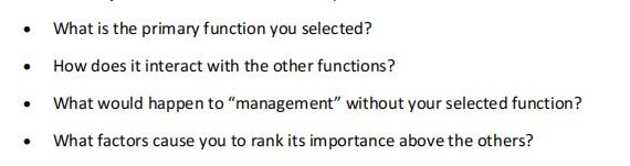 Solved . What is the primary function you selected? How does | Chegg.com