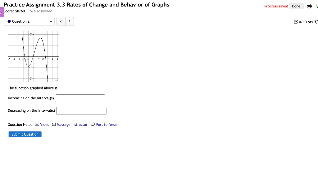 Solved Practice Assignment 3.3 Rates of Change and Behavior | Chegg.com