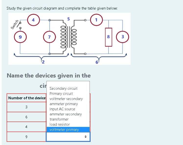 Solved Study The Given Circuit Diagram And Complete The | Chegg.com