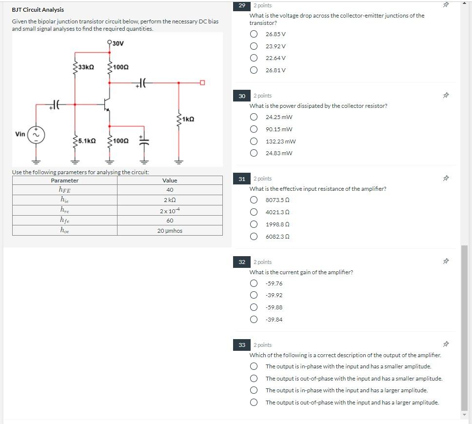 Solved BJT Circuit Analysis Given the bipolar junction Circuit Diagram