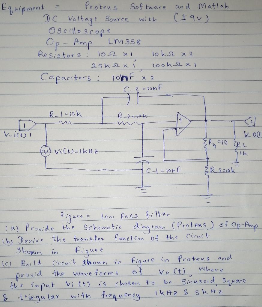 with Equipment - Proteus Software and Matlab D C | Chegg.com