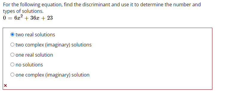 use discriminant to find number of solutions calculator