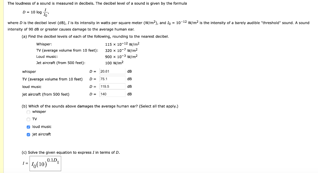 The Loudness Of A Sound Is Measured In Decibels The Chegg 