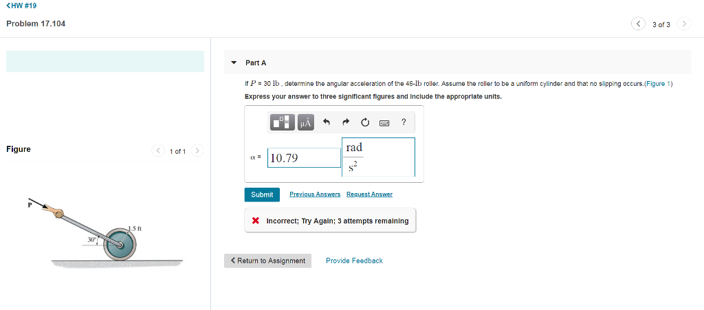 Solved CHW #19 Problem 17.104 3 of 3> Part A If P 30 lb, | Chegg.com