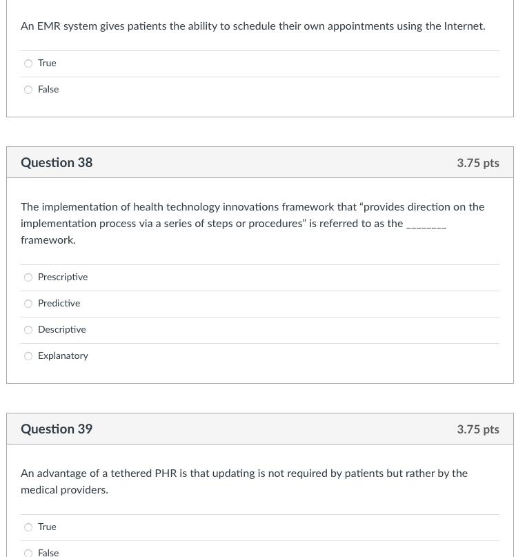 Solved An EMR System Gives Patients The Ability To Schedule | Chegg.com