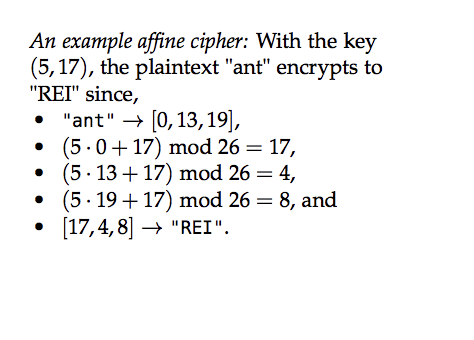 Solved An Example Affine Cipher: With The Key (5,17), The | Chegg.com