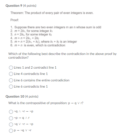 Solved Question 9 4 Points Theorem The Product Of Every