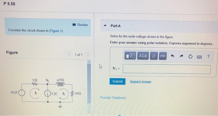 Solved P 5.55 Review Part A Consider the circuit shown in | Chegg.com