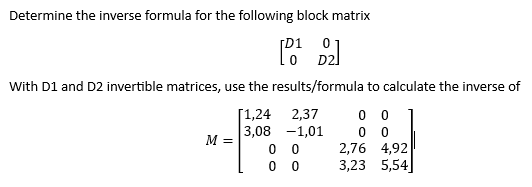 Solved Determine the inverse formula for the following block | Chegg.com