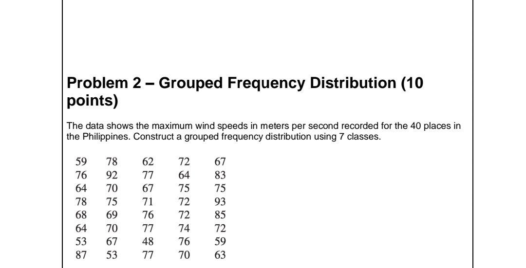 Solved Problem 2 - Grouped Frequency Distribution (10 | Chegg.com