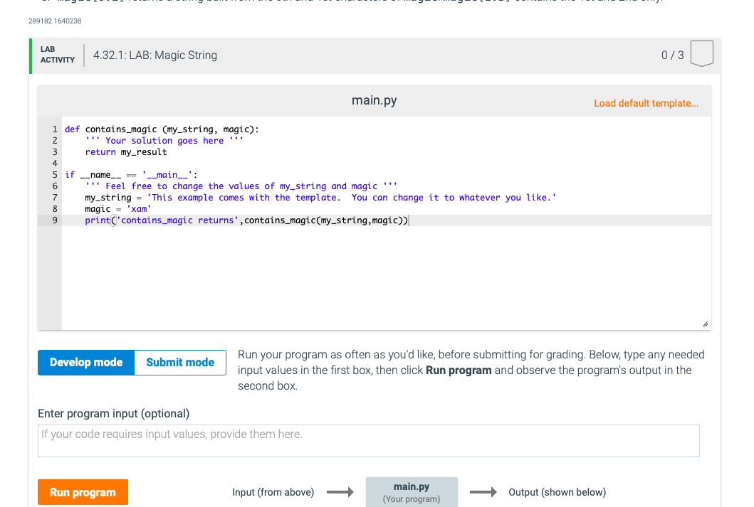 Solved 4.32 LAB: Magic String The code template below