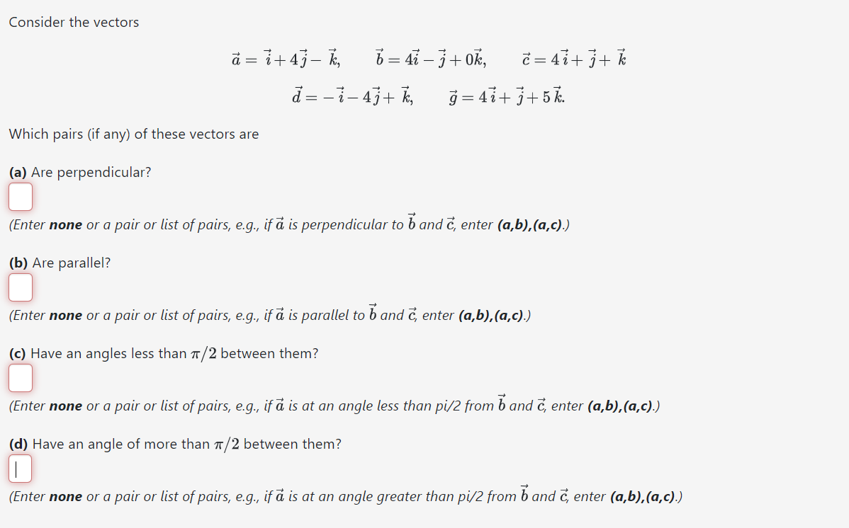 Solved Consider The Vectors | Chegg.com