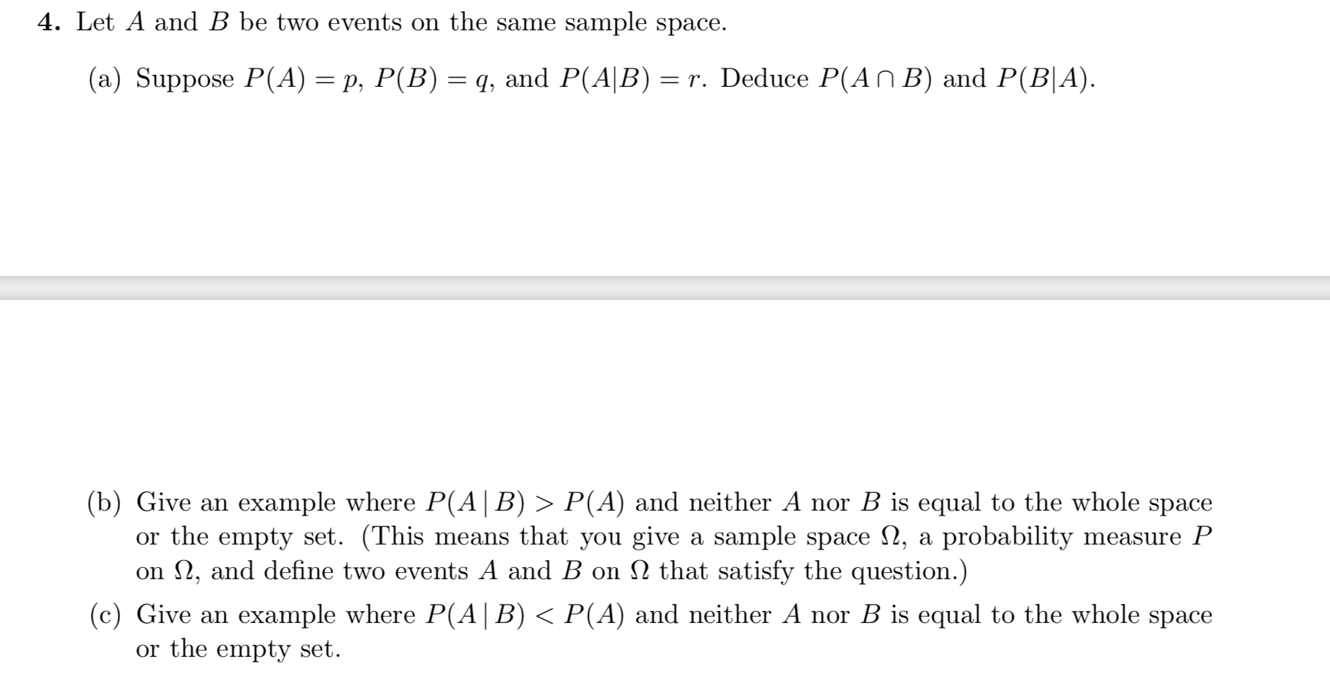 Solved 4. Let A And B Be Two Events On The Same Sample | Chegg.com