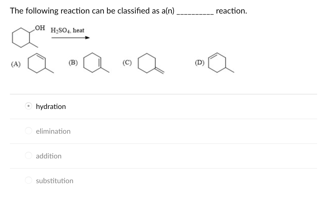 Solved The Following Reaction Can Be Classified As An