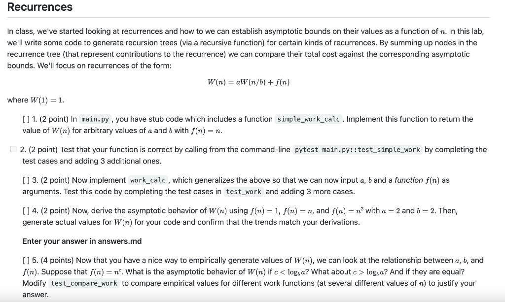 Solved In class, we've started looking at recurrences and | Chegg.com