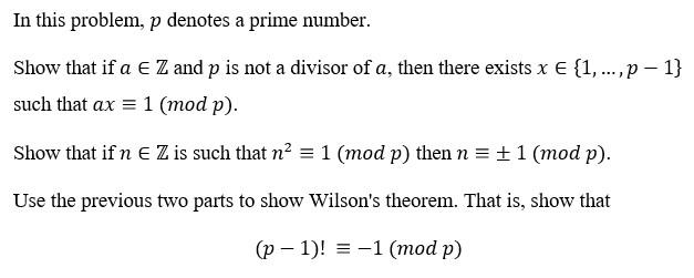 Solved In This Problem, P Denotes A Prime Number. Show That | Chegg.com