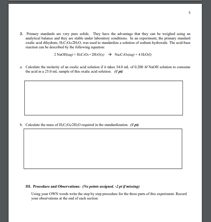 Data for Experiment 13 : Determining Molarity through | Chegg.com