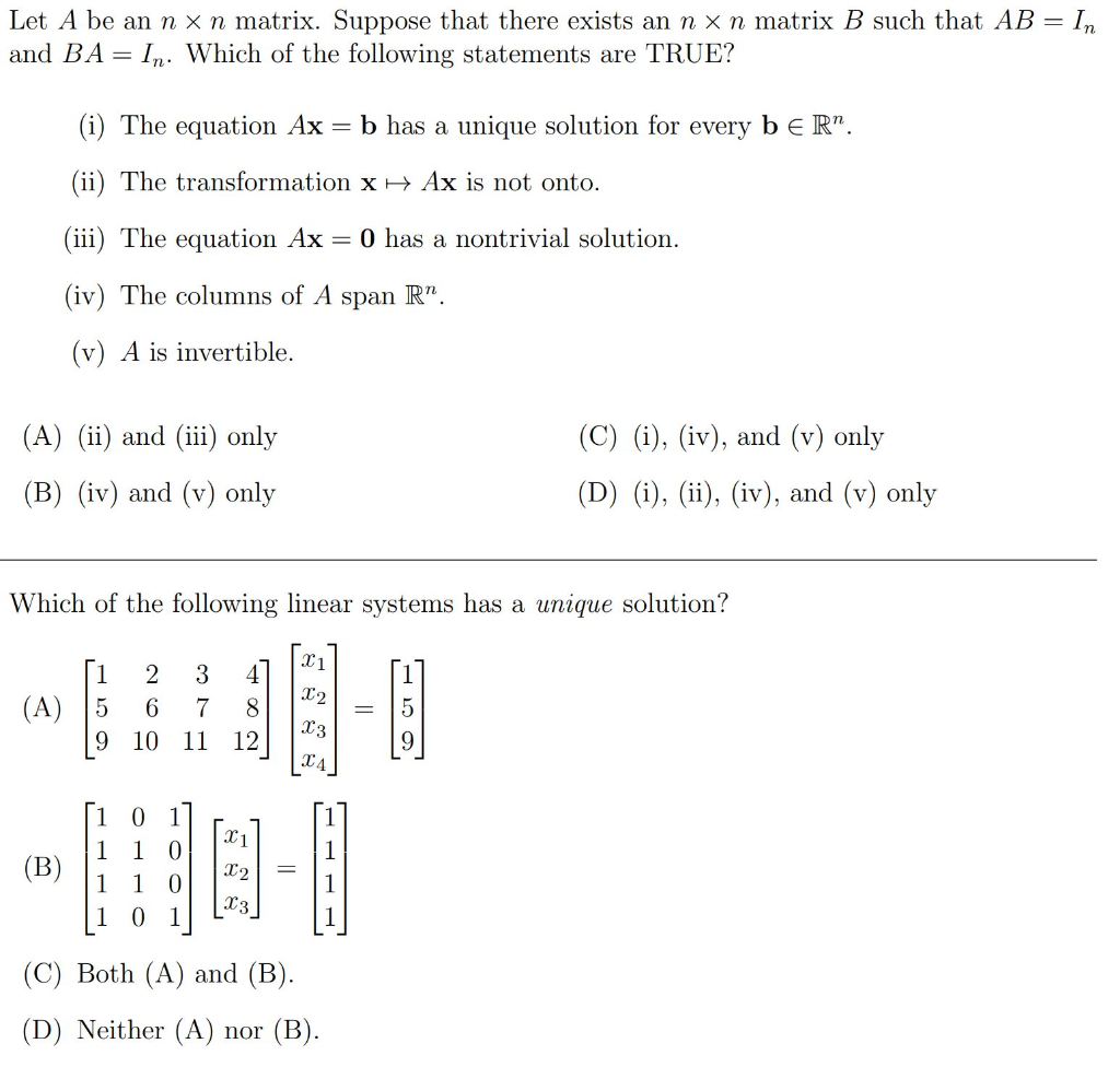 Solved Let A Be An N X N Matrix. Suppose That There Exists | Chegg.com