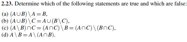 Solved 2.23. Determine which of the following statements are | Chegg.com
