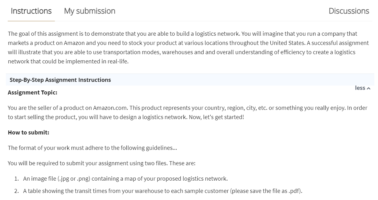 build a logistics network assignment coursera solution