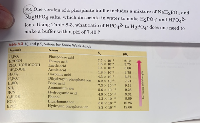 Solved #3. One version of a phosphate buffer includes a | Chegg.com