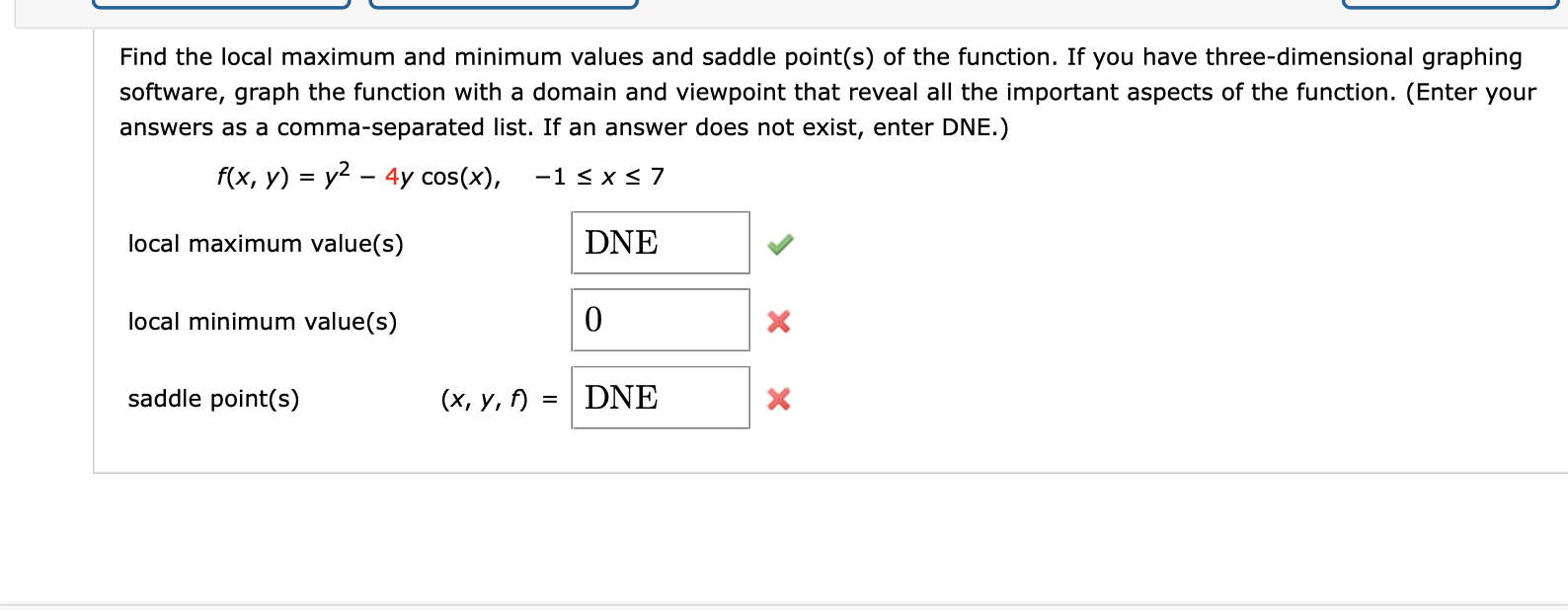 Solved Find the local maximum and minimum values and saddle | Chegg.com