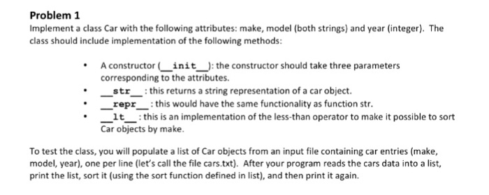 Solved Implement a class Car with the following attributes: | Chegg.com