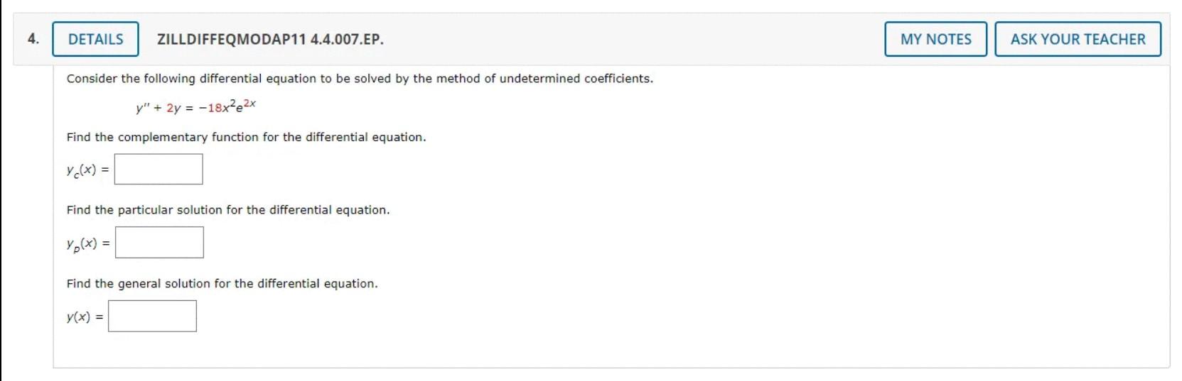 Solved 4. DETAILS ZILLDIFFEQMODAP11 4.4.007.EP. Consider The | Chegg.com