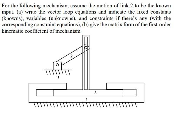 Solved For the following mechanism, assume the motion of | Chegg.com