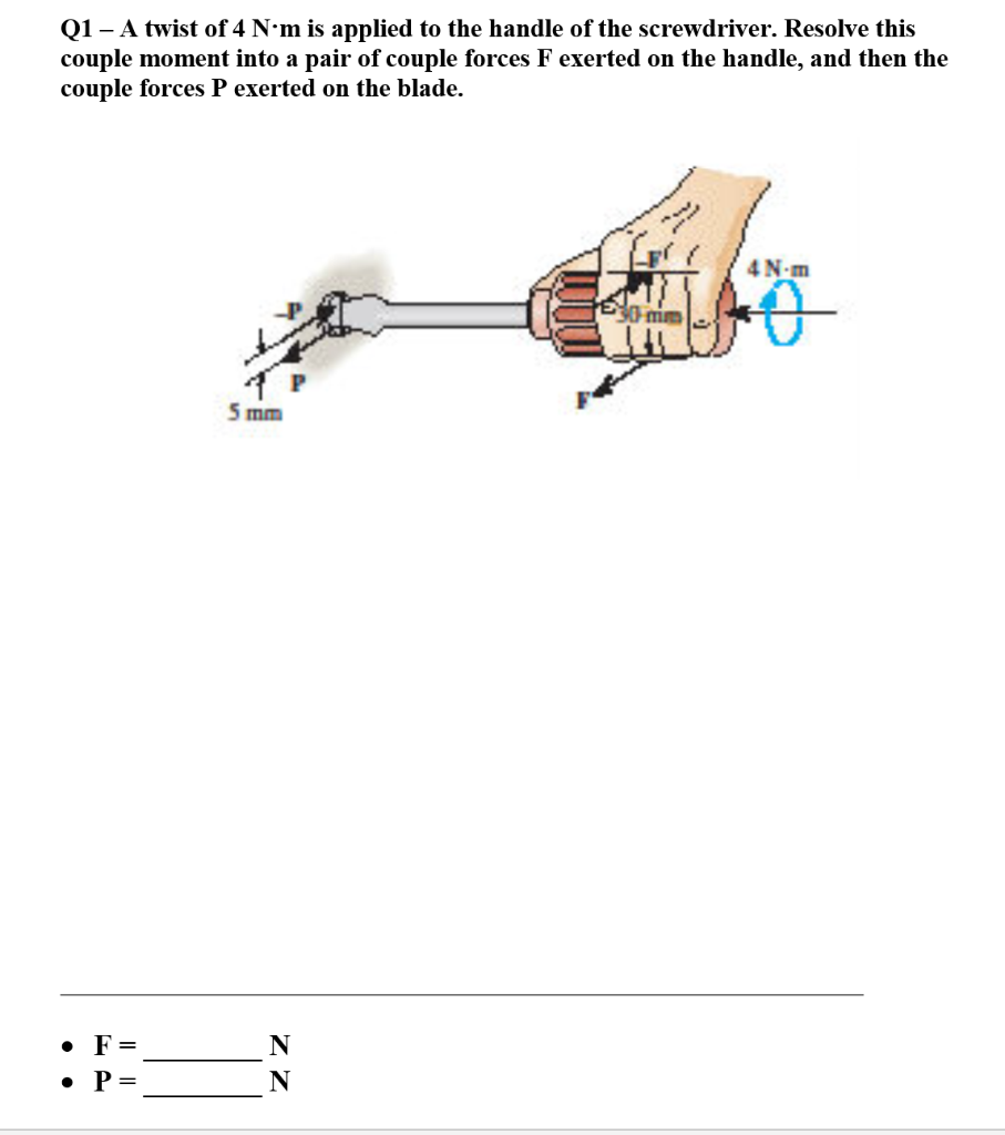 Solved Q1 – A twist of 4 N·m is applied to the handle of the | Chegg.com