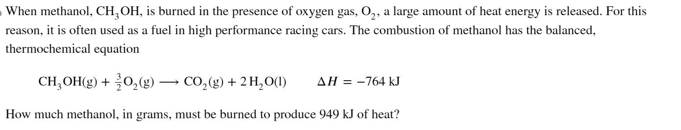 Solved When methanol, CH3OH, is burned in the presence of | Chegg.com