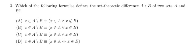 Solved 3. Which of the following formulas defines the | Chegg.com
