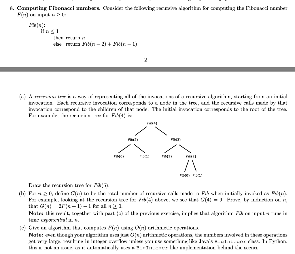 Solved 8. Computing Fibonacci numbers. Consider the | Chegg.com