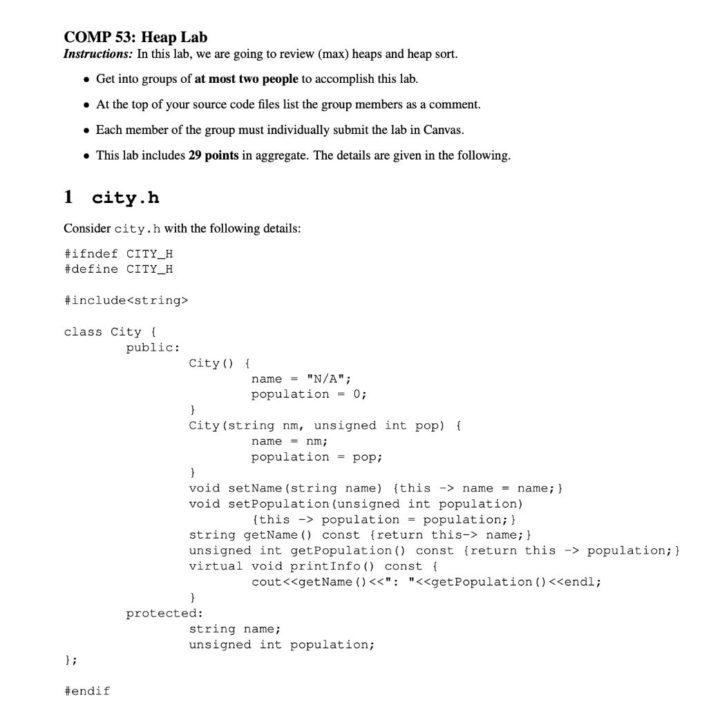 Solved COMP 53: Heap Lab Instructions: In this lab, we are | Chegg.com