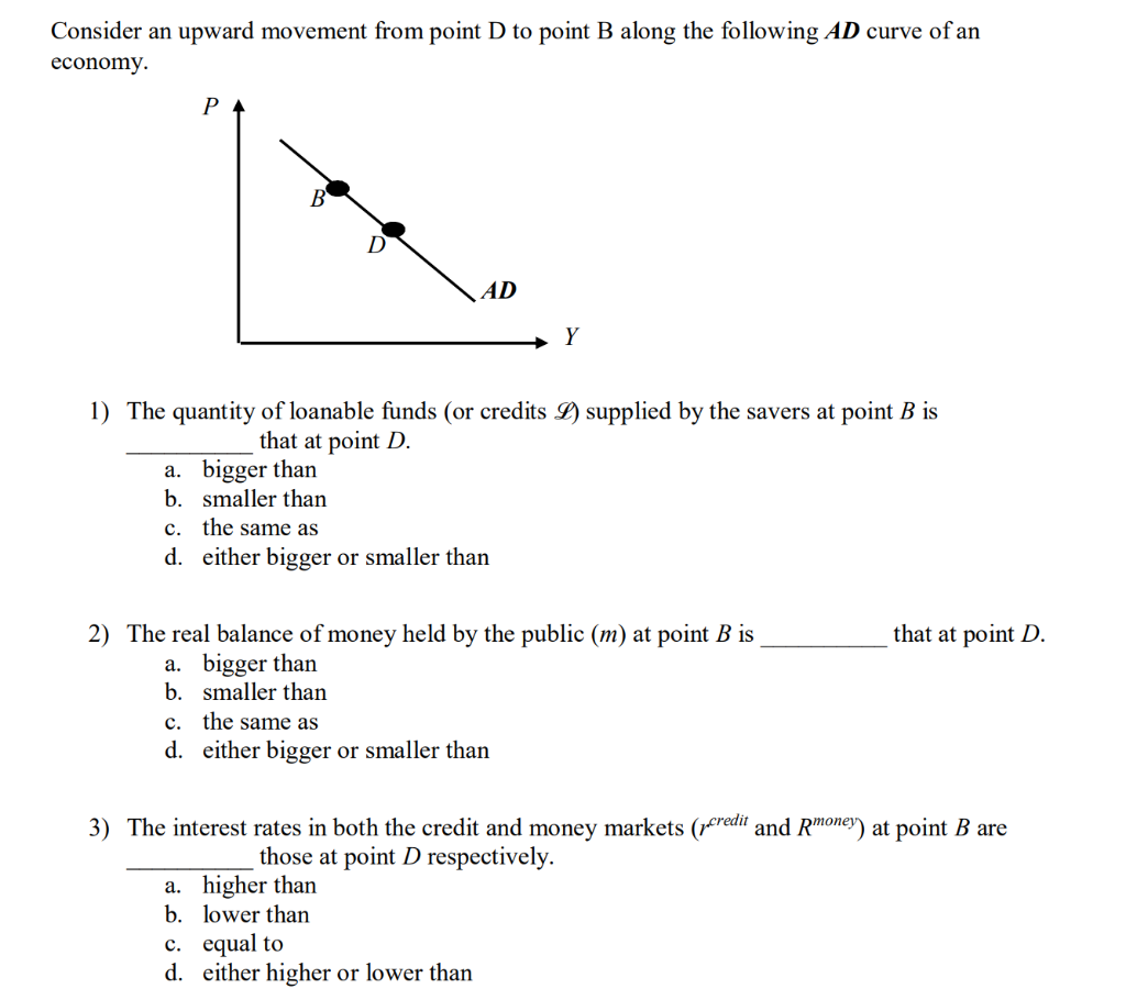 Solved Consider an upward movement from point D to point B | Chegg.com